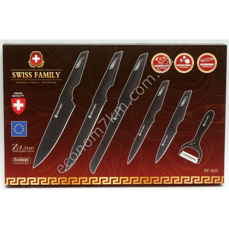 SF-820 Набор ножей + экономка 6 в 1 SWISS FAMILY