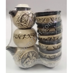 S2276 Сервиз Атабас (чайник + сахарница + сливки + 6 пиал) керамика