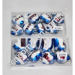8200 Ёлочные игрушки "Сердечки" в коробке 8шт по 4см