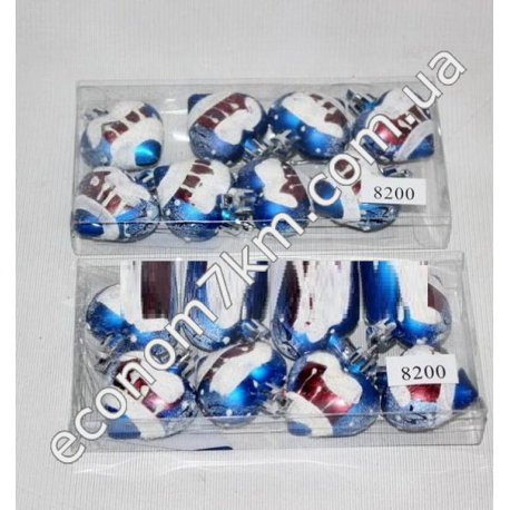 8200 Ёлочные игрушки "Сердечки" в коробке 8шт по 4см